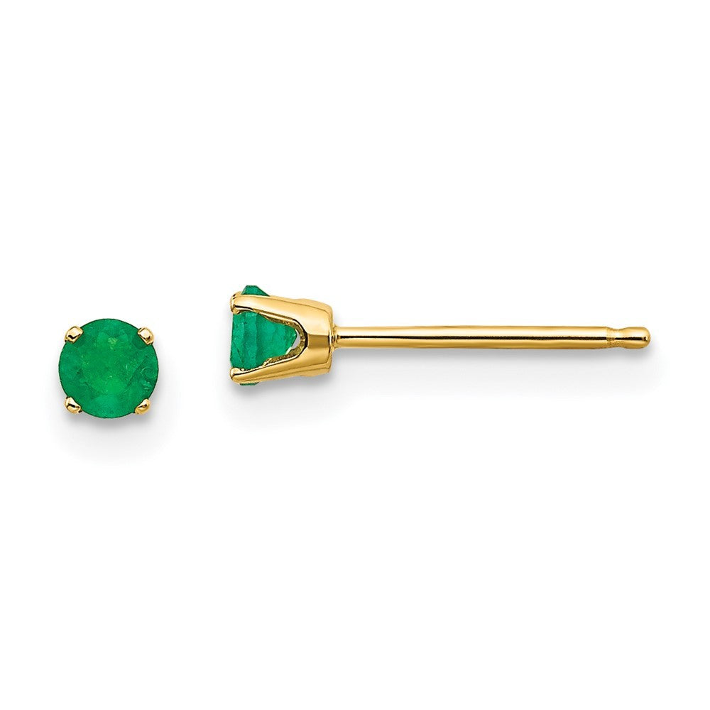 14k Yellow Gold Yellow 3mm May/Emerald Earrings