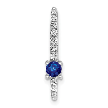 14k White Gold Diamond and .18 Sapphire Fancy Chain Slide Pendant for Women