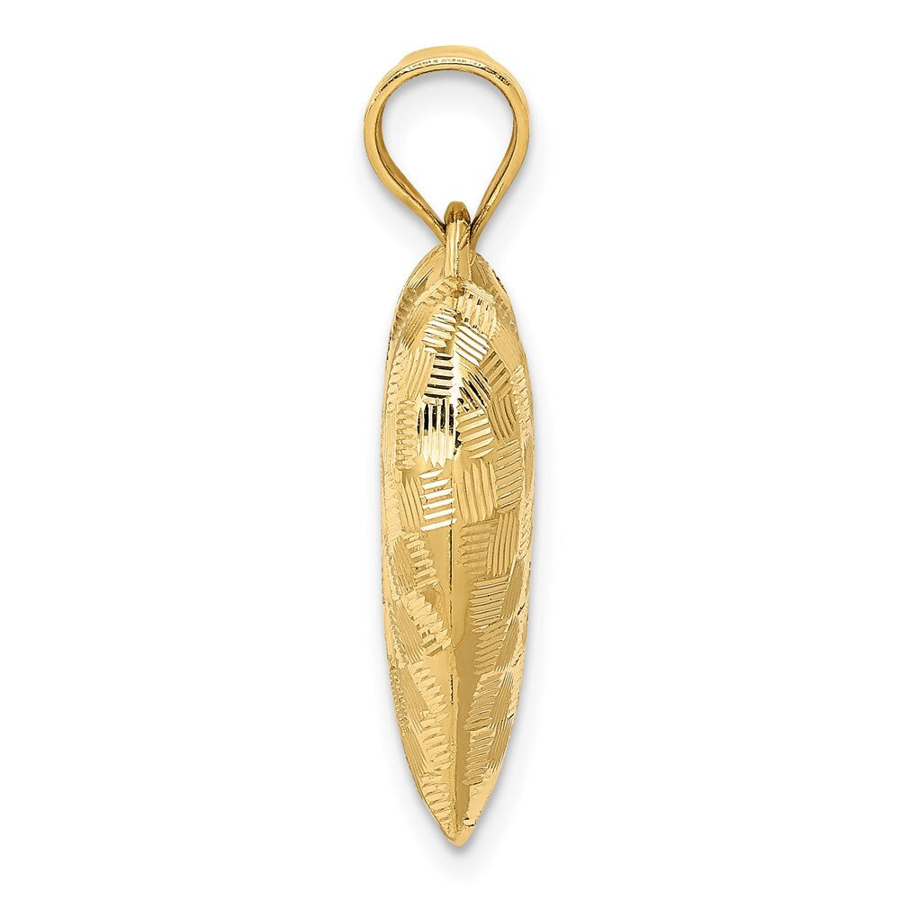 14k Yellow Gold Polished Basket Weave Pattern 3-D Heart Pendant for Women