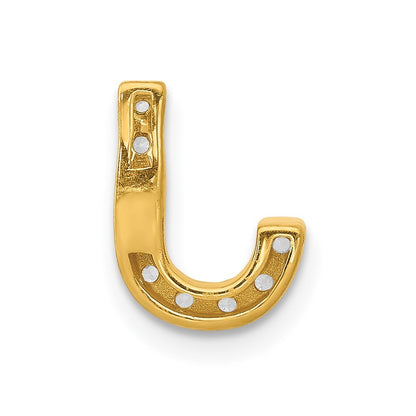 14k Yellow Gold  Diamond Letter J Initial Charm