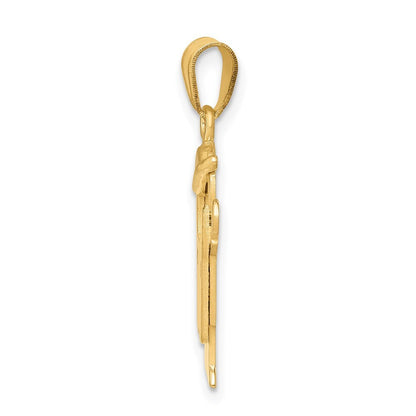 14k Yellow Gold Solid Engravable Boy in Overalls with Hat on Left Charm Pendant