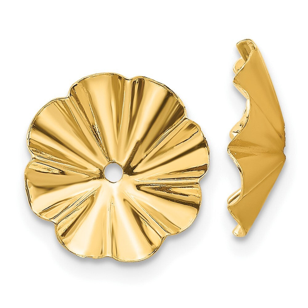 14k Yellow Gold Polished Fancy Earring Jackets Gift for Women