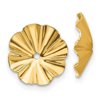 14k Yellow Gold Polished Fancy Earring Jackets Gift for Women