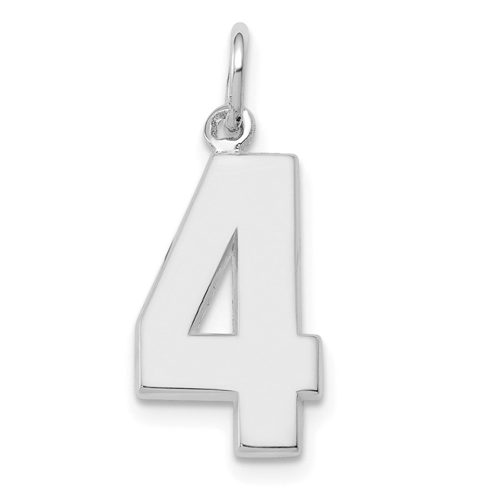 14K White Medium Polished Number 4 Charm