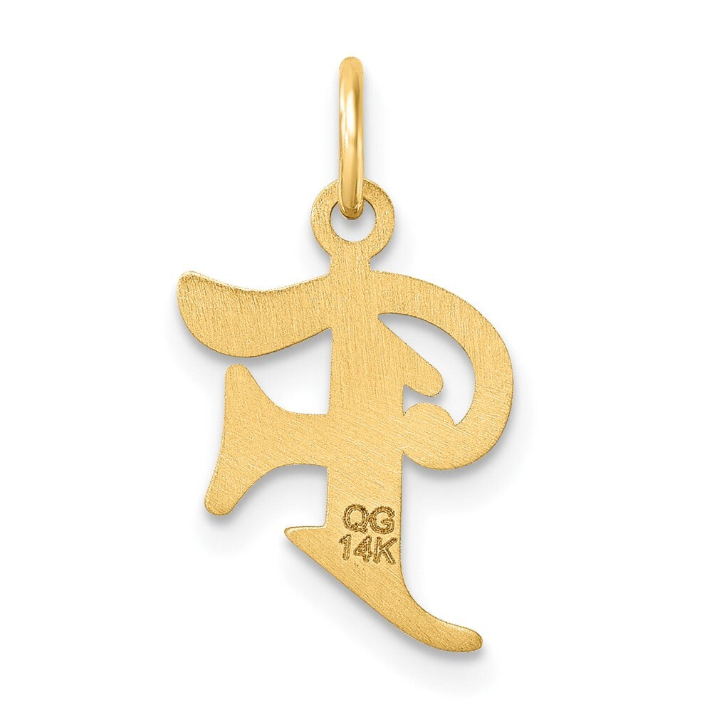 14k Yellow Gold Diamond-cut Letter F Initial Charm Pendant for Women