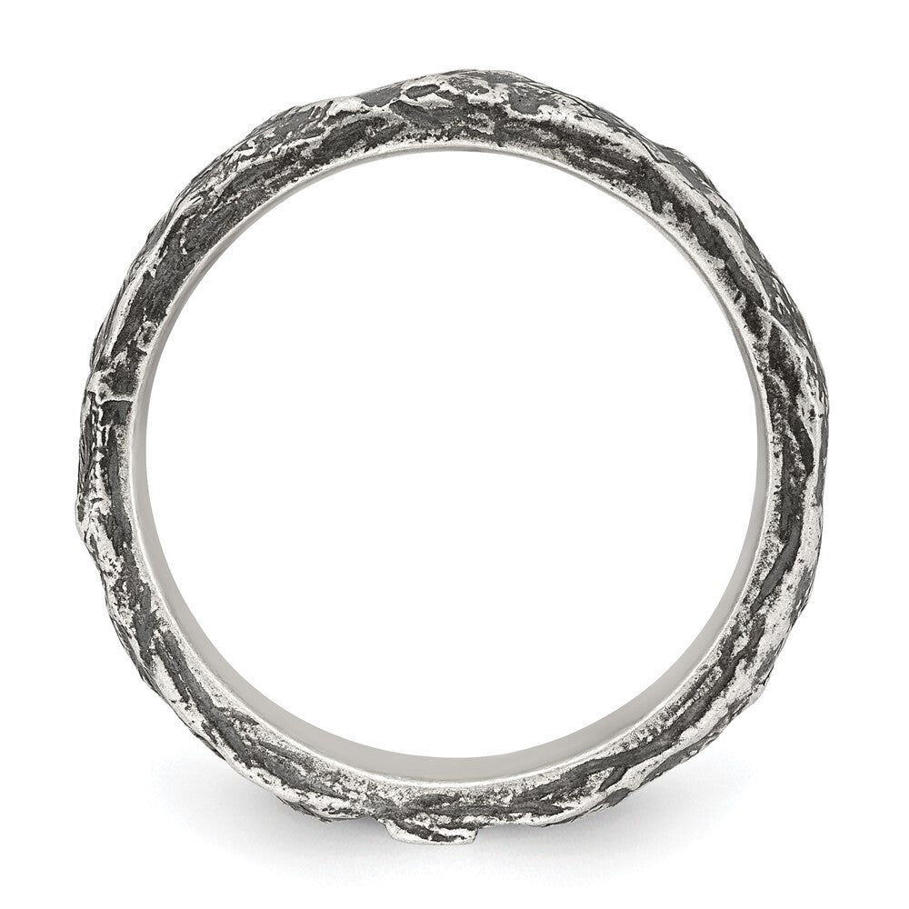 Sterling Silver Antiqued and Textured Men's Ring Size 10