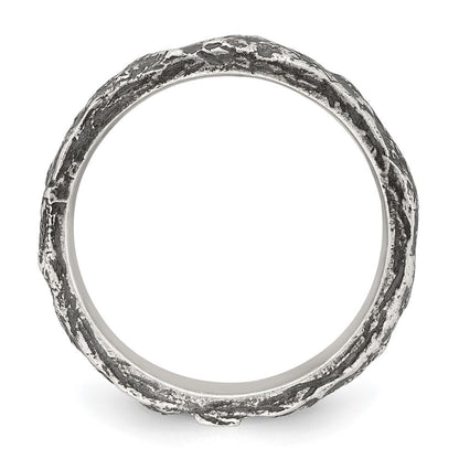 Sterling Silver Antiqued and Textured Men's Ring Size 10