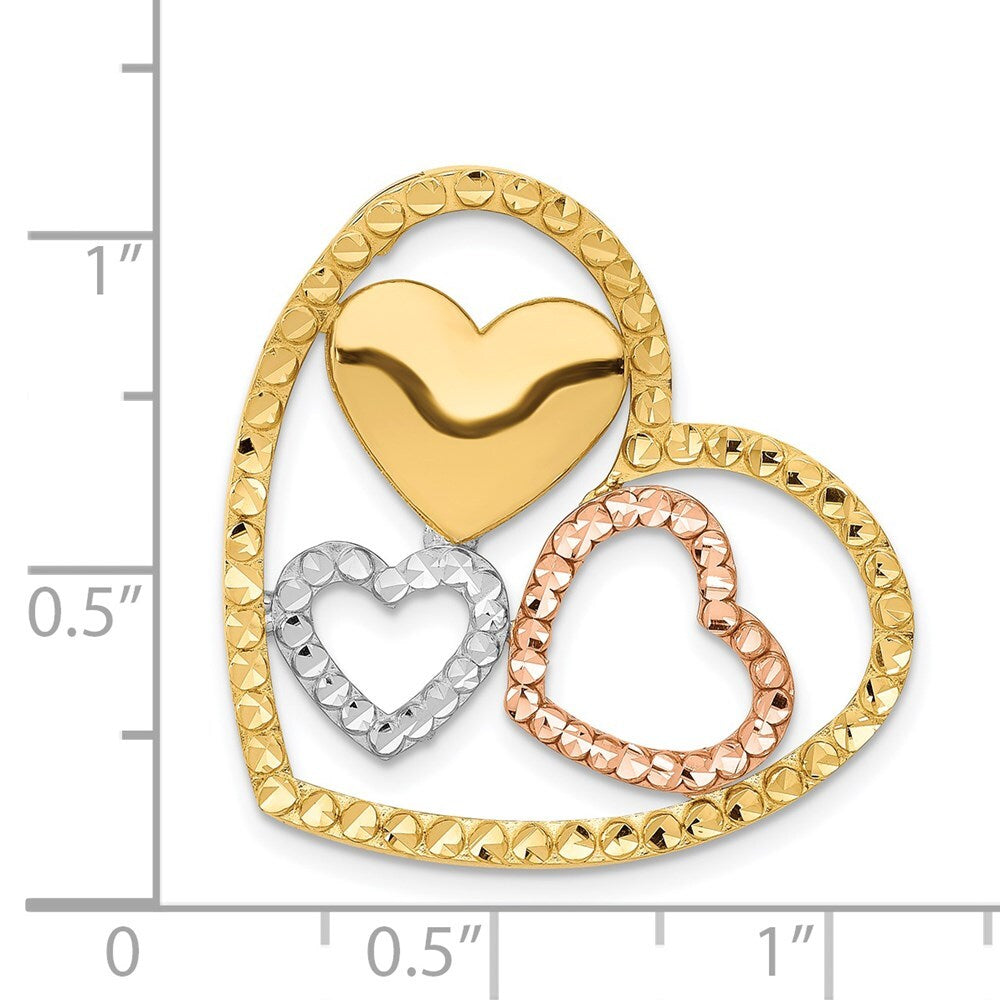14k Two-tone Gold Yellow & Rhodium Heart Chain Slide Pendant for Women