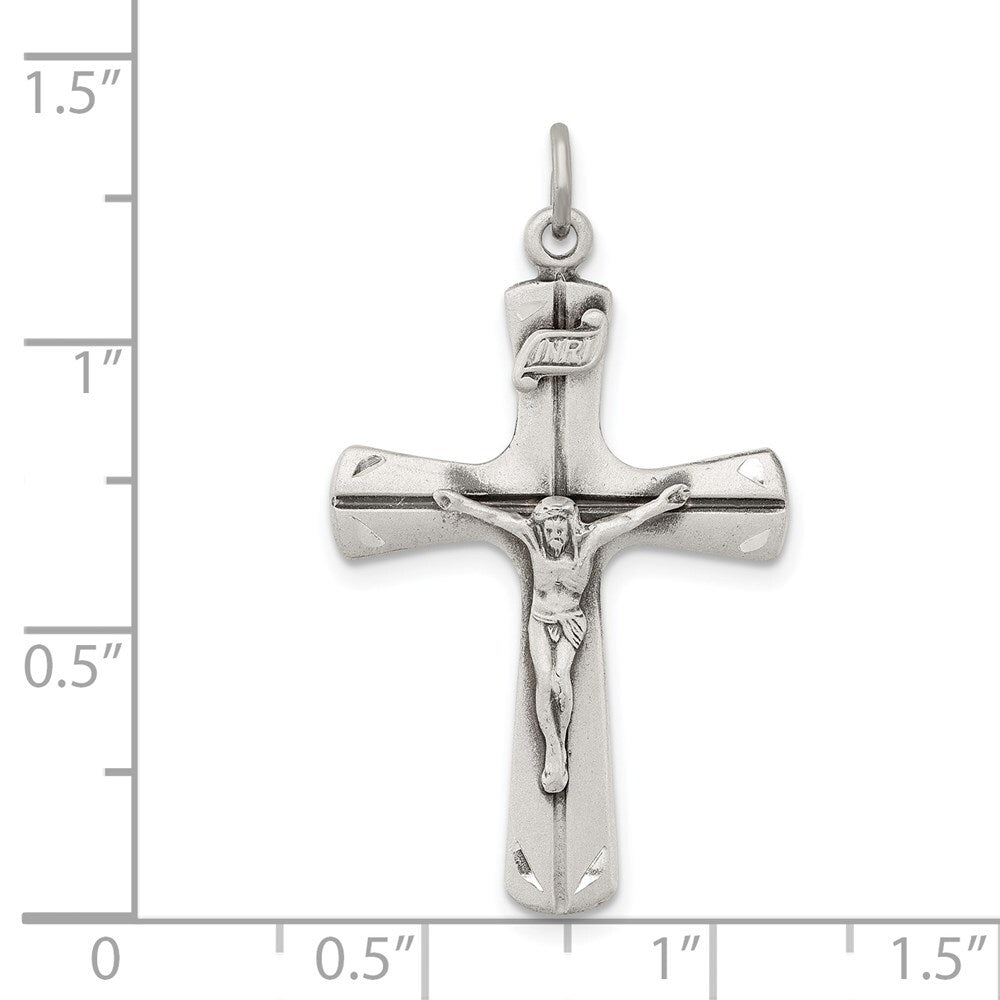 Sterling Silver Satin Antiqued Crucifix Pendant Holiday Gift for Women