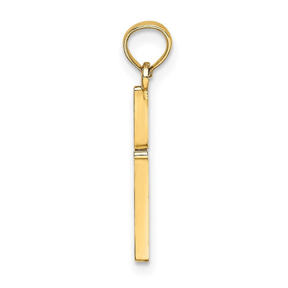 14k Yellow Gold Diamond-Cut and Polished Cross Charm