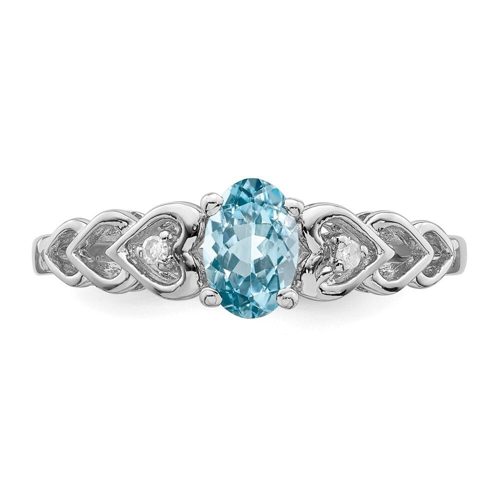 Sterling Silver Rhodium-plate Swiss Blue Topaz & Diamond Ring