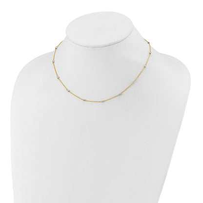 14K Two-tone Gold Ropa Mirror Bead W/2in Ext Necklace