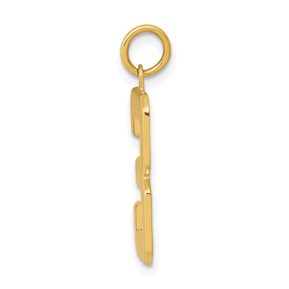 14k Yellow Gold Large Polished Number 3 Charm Pendant for Women