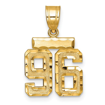 14k Yellow Gold Small Brushed Diamond-cut Number 96 Charm Pendant for Women