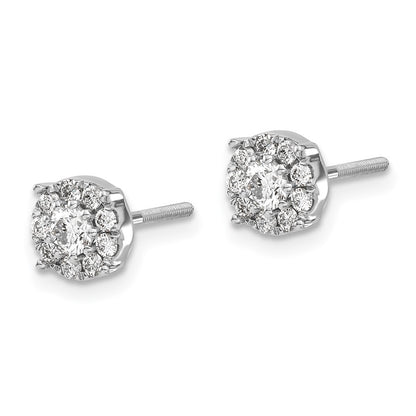 14k White Gold Cluster Diamond Screw Back Stud Earrings