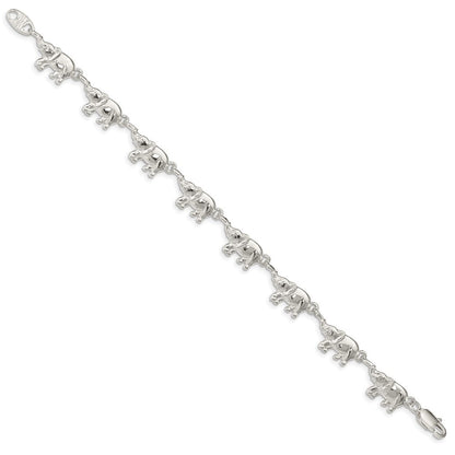 Sterling Silver Elephants Bracelet