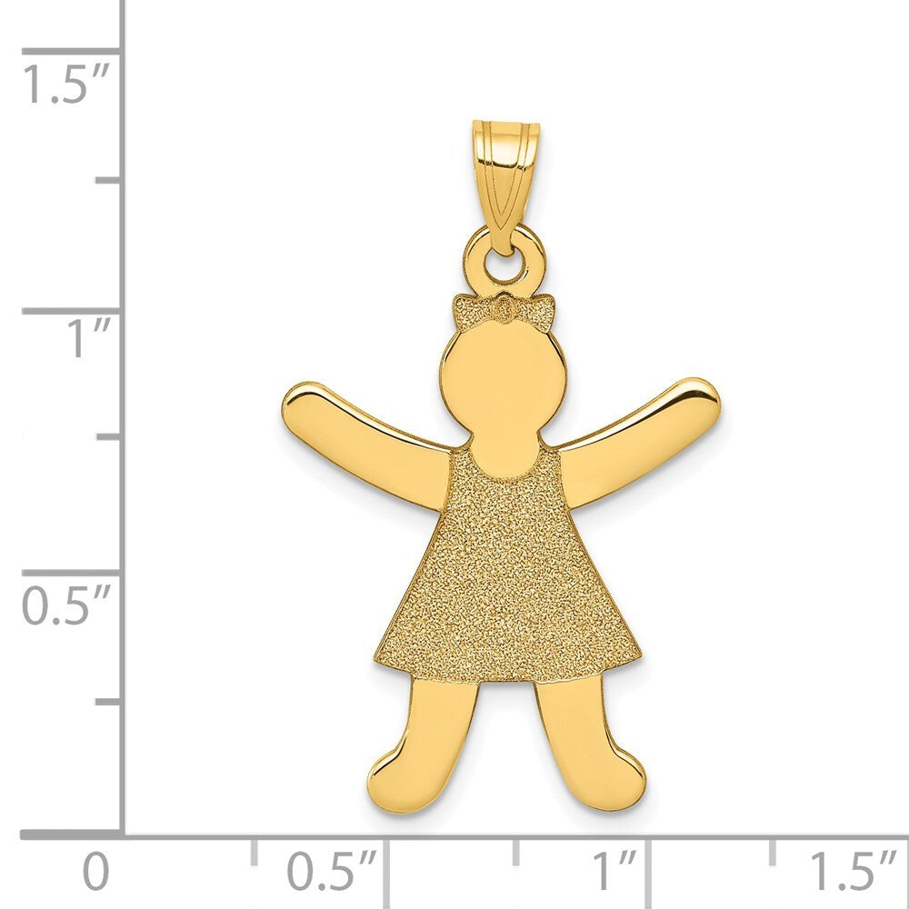 14k Yellow Gold Laser Cut Girl Charm
