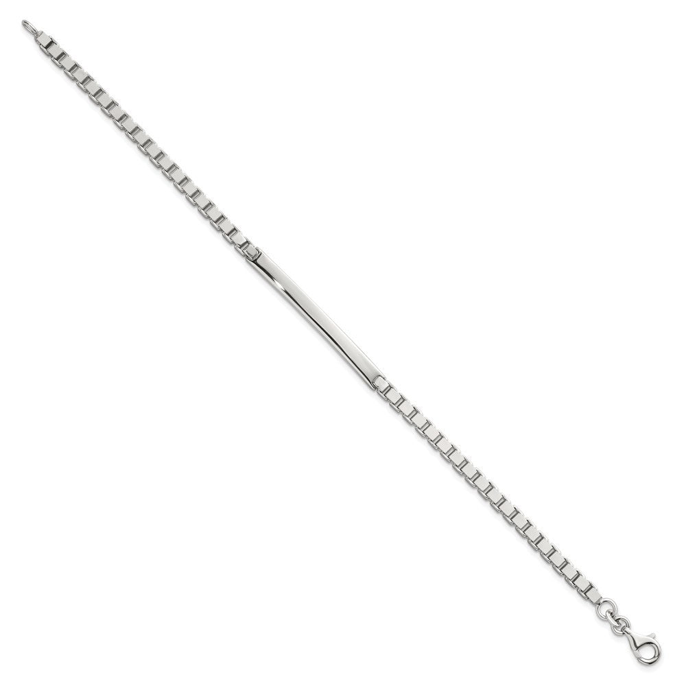 Sterling Silver Polished 3.7mm Box Chain Bracelet 8 Inch ID Bar Mens Bracelet