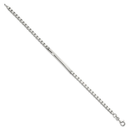 Sterling Silver Polished 3.7mm Box Chain Bracelet 8 Inch ID Bar Mens Bracelet