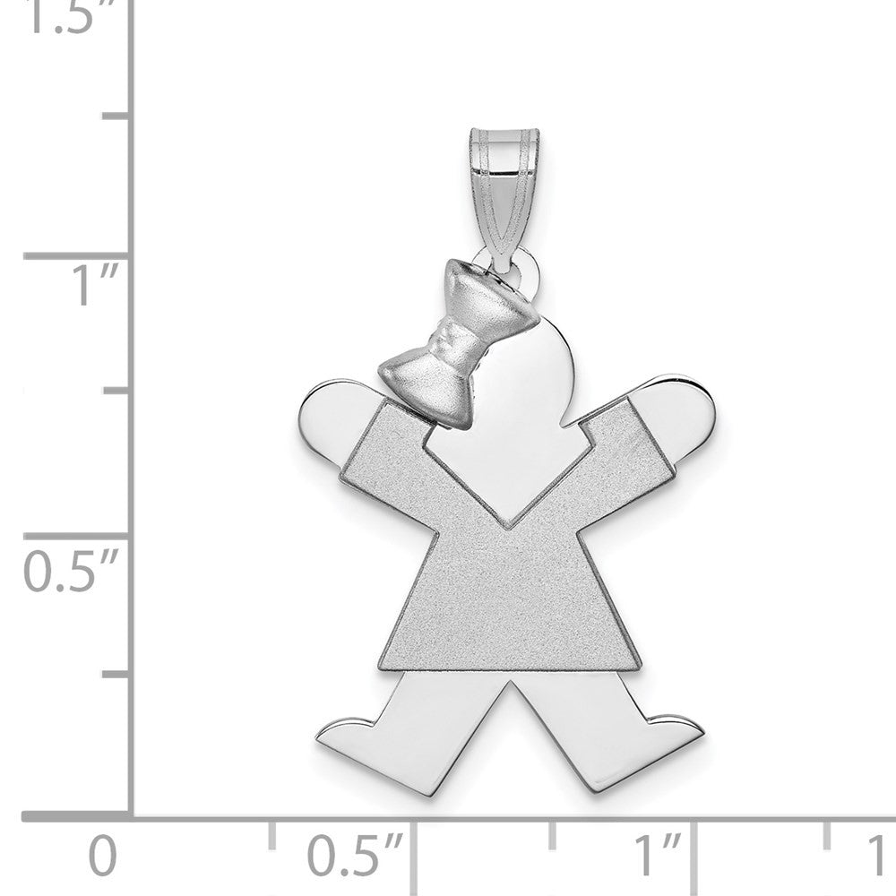 14k White Gold Medium Girl w Bow on Left Engravable Charm