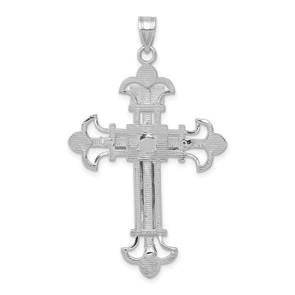 14k White Gold Inri Crucifix Pendant for Women