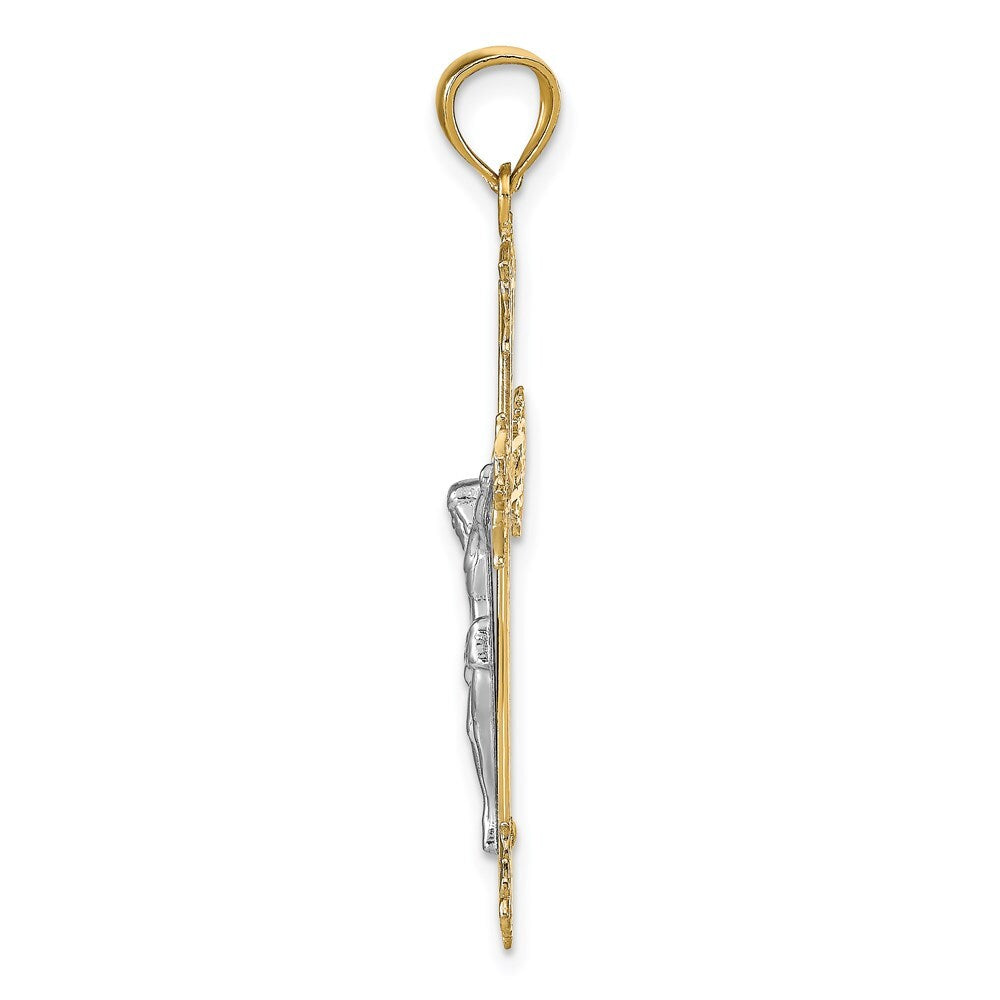 14k Two-tone Gold Crucifix Pendant for Women