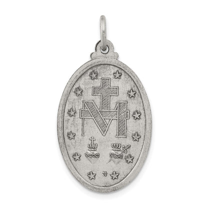 Sterling Silver Antiqued Miraculous Medal Pendant Holiday Gift for Women