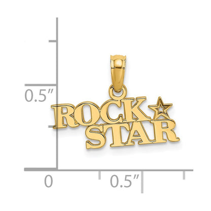 14k Yellow Gold Polished ROCK STAR Charm