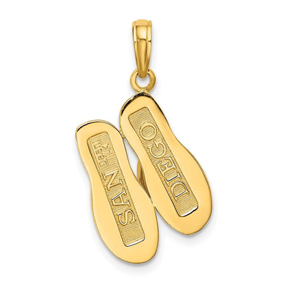 14k Yellow Gold Large SAN DIEGO Double Flip-Flop Charm Pendant for Women