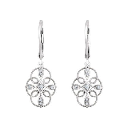 Gift for Mothers Sterling Silver 1/10 CTW Natural Diamond Filigree Stud Earrings