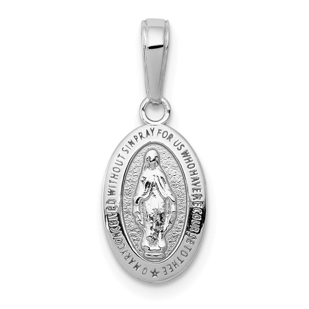 14k White Gold Miraculous Medal Charm Pendant for Women