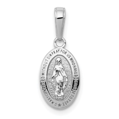 14k White Gold Miraculous Medal Charm Pendant for Women