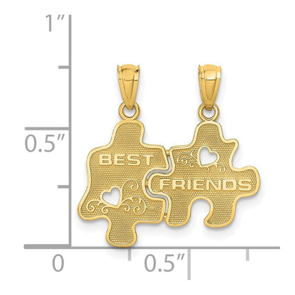 14k Yellow Gold BEST FRIENDS 2-Piece Break-apart Puzzle Pieces Charm