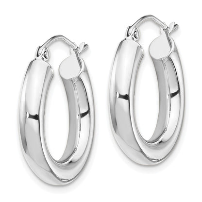 14k White Gold Polished 4mm Tube Hoop Earrings