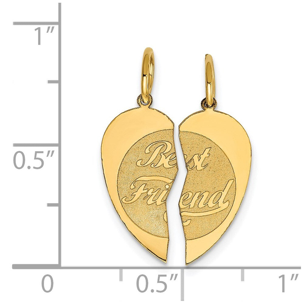 14k Yellow Gold 2-piece BEST FRIEND Charm Pendant for Women
