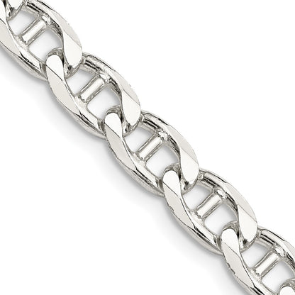 Sterling Silver 6.5mm Diamond-Cut Flat Anchor Curb Chain Necklace