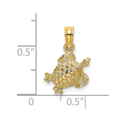 14k Yellow Gold Textured Sea Turtle Charm Pendant