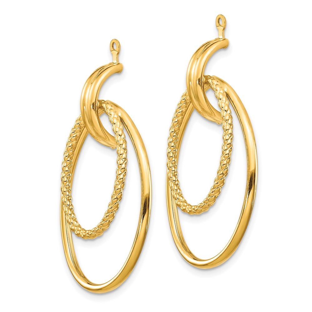 14k Yellow Gold Polished Double Oval Earring Jackets