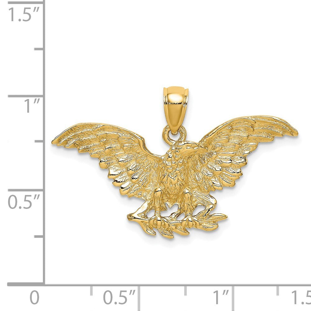 14k Yellow Gold Eagle  Wings Spread Charm Pendant for Women