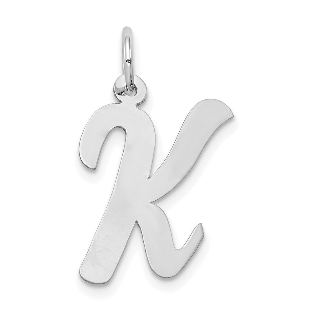 14k White Gold Large Script Letter K Initial Charm Pendant for Women