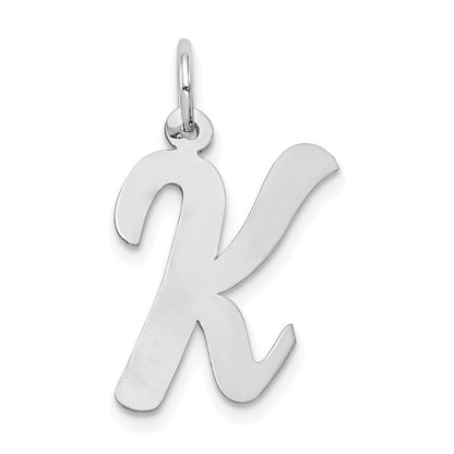 14k White Gold Large Script Letter K Initial Charm Pendant for Women