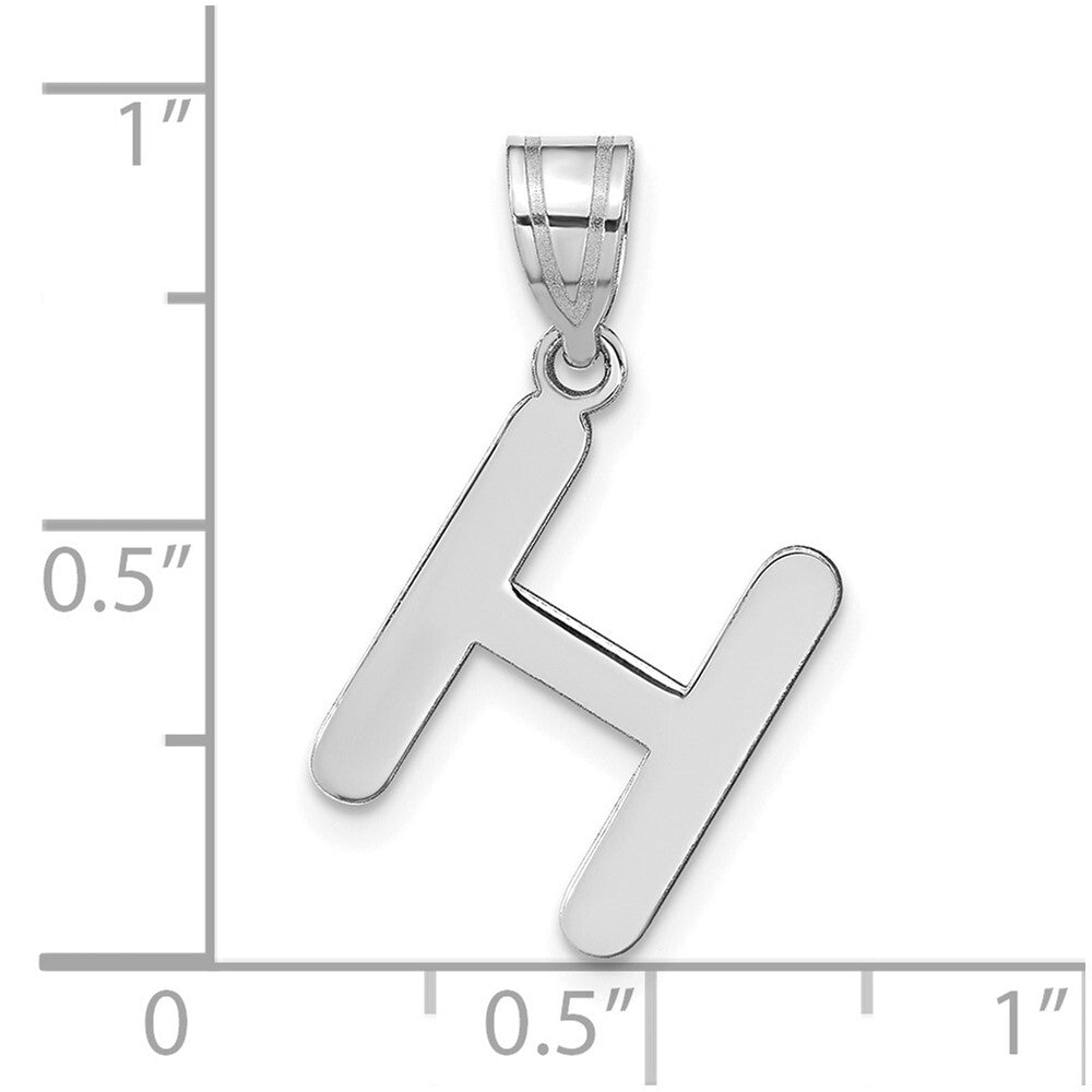 14k White Gold Polished Bubble Letter H Initial Pendant for Women