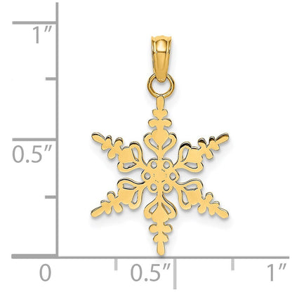 14k Yellow Gold Polished Snowflake Charm Pendant for Women