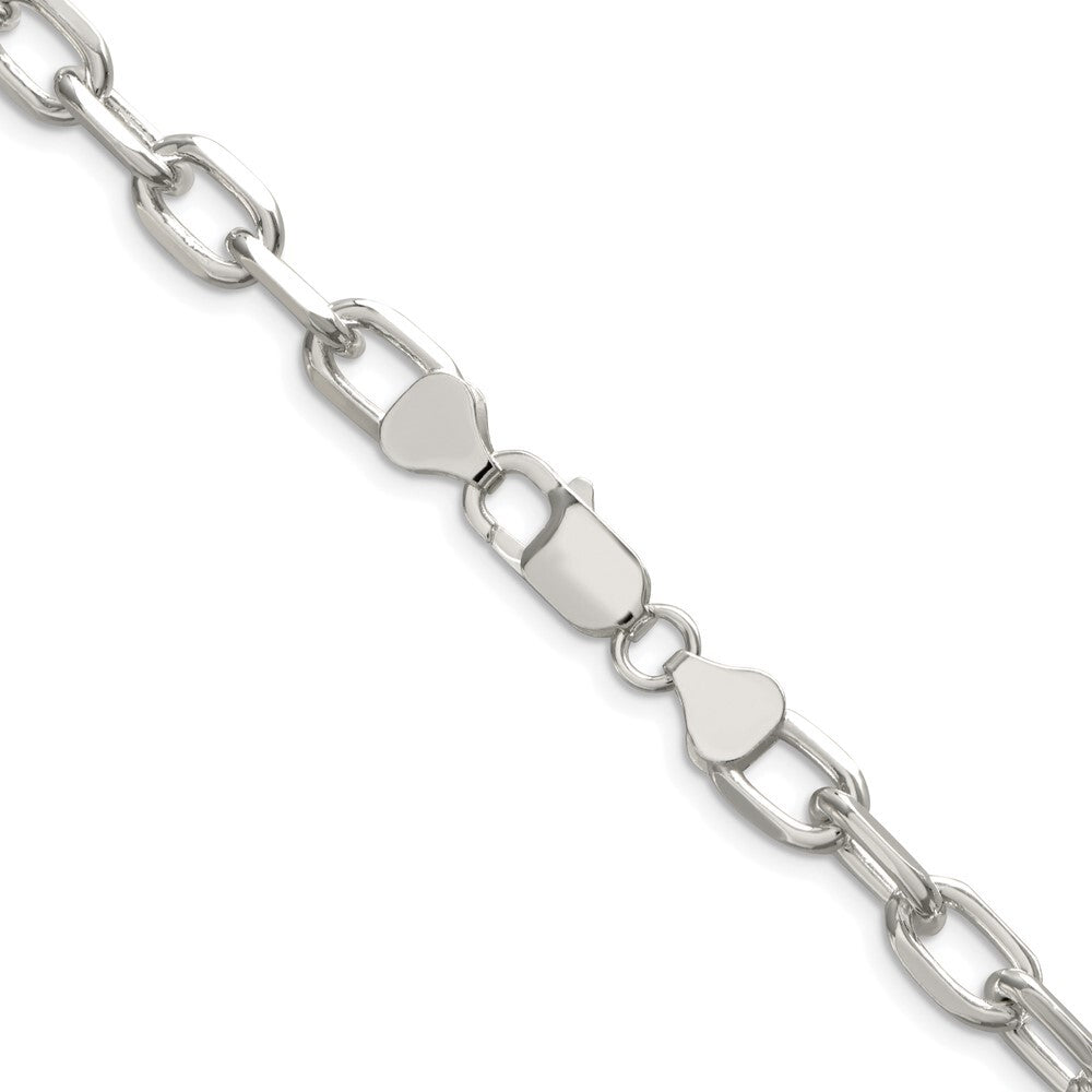 Sterling Silver Rhodium-plated 7.5mm Diamond-cut Long Link Cable Chain