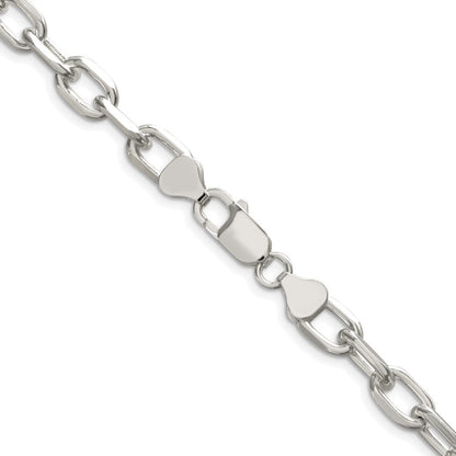 Sterling Silver Rhodium-plated 7.5mm Diamond-cut Long Link Cable Chain