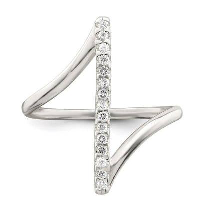 Sterling Silver Cubic Zirconia Bar Ring Size 6