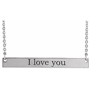 14k White Gold 34x4 mm Engravable Bar 16" Necklace