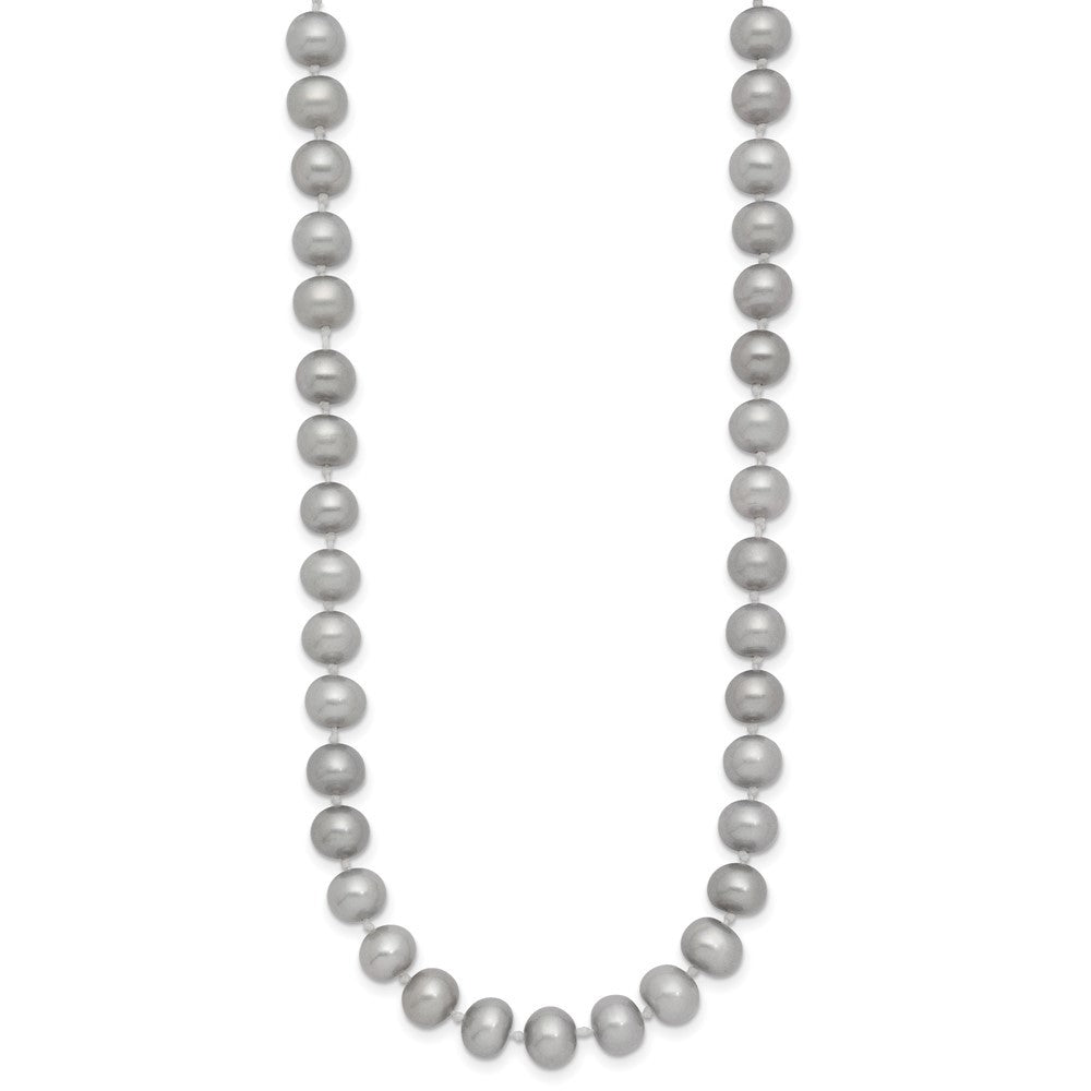 14k Yellow Gold 6-7mm Grey Near Round Freshwater Cultured Pearl 16 inch Necklace