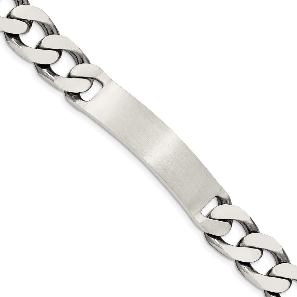 Sterling Silver 7.5inch Engraveable Antiqued Curb Link ID Bracelet