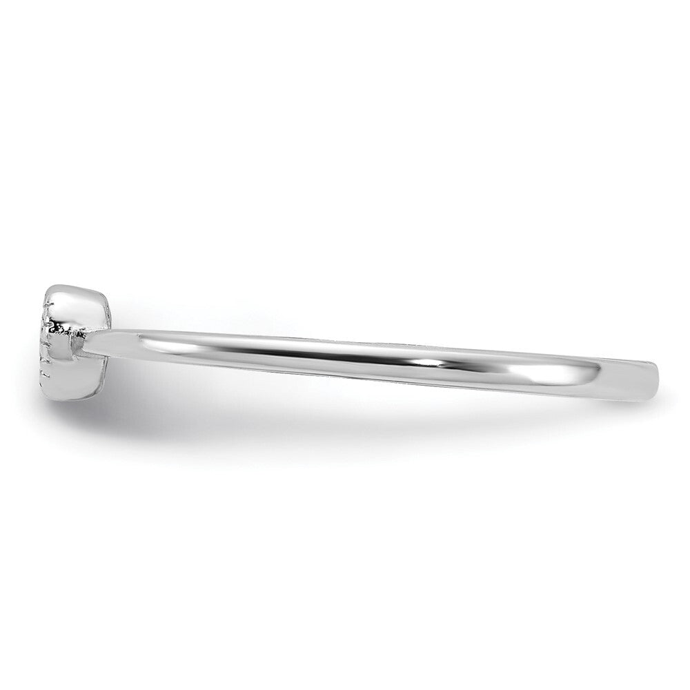 Sterling Silver Rhodium-plated CZ Heart Ring Size 7